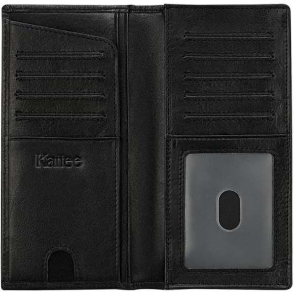 Men's Vintage Genuine Leather Long Wallet for Checkbook Credit Cards
